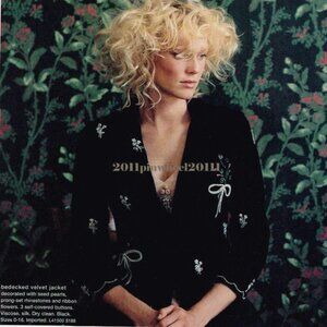 Anthropologie Odille Beaded Seed Pearl "Bedecked Velvet Jacket" Size 10